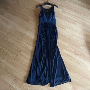 David’s Bridal Navy Lace Maxi Bridesmaid Dress Size 8